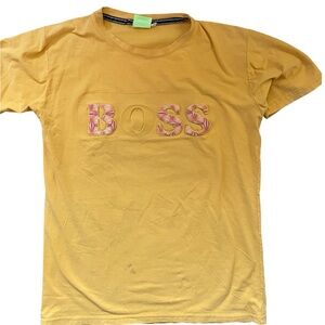 Hugo Boss Logo T-Shirt - Mustard Yellow - Size Small - AS IS